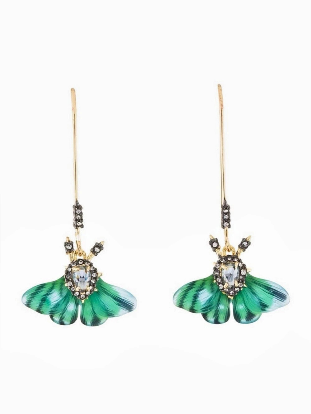 Alexis Bittar Brutalist Butterfly Drop Earrings Gold Green OC01